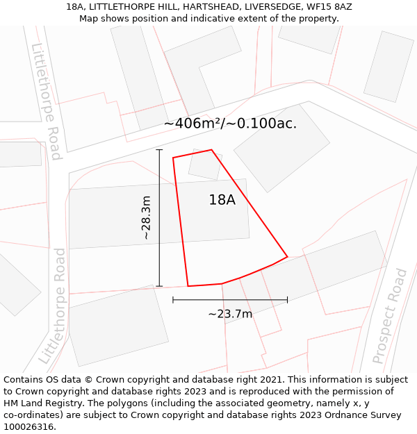 18A, LITTLETHORPE HILL, HARTSHEAD, LIVERSEDGE, WF15 8AZ: Plot and title map