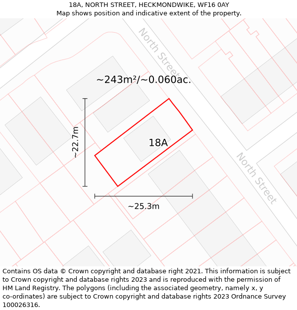 18A, NORTH STREET, HECKMONDWIKE, WF16 0AY: Plot and title map