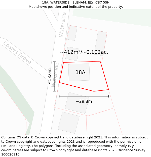 18A, WATERSIDE, ISLEHAM, ELY, CB7 5SH: Plot and title map