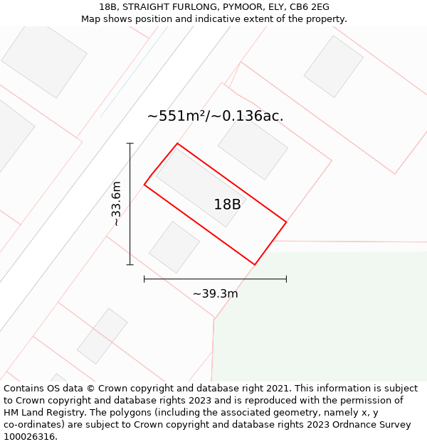 18B, STRAIGHT FURLONG, PYMOOR, ELY, CB6 2EG: Plot and title map