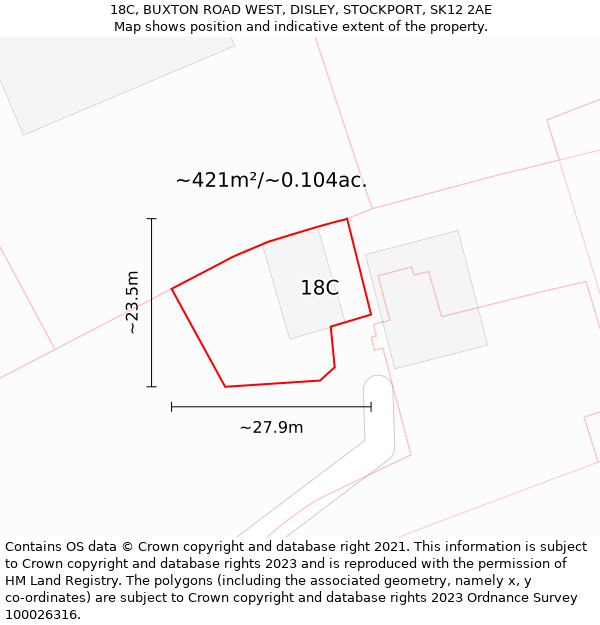 18C, BUXTON ROAD WEST, DISLEY, STOCKPORT, SK12 2AE: Plot and title map