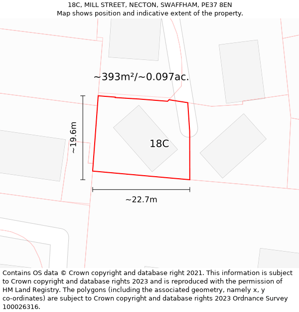 18C, MILL STREET, NECTON, SWAFFHAM, PE37 8EN: Plot and title map