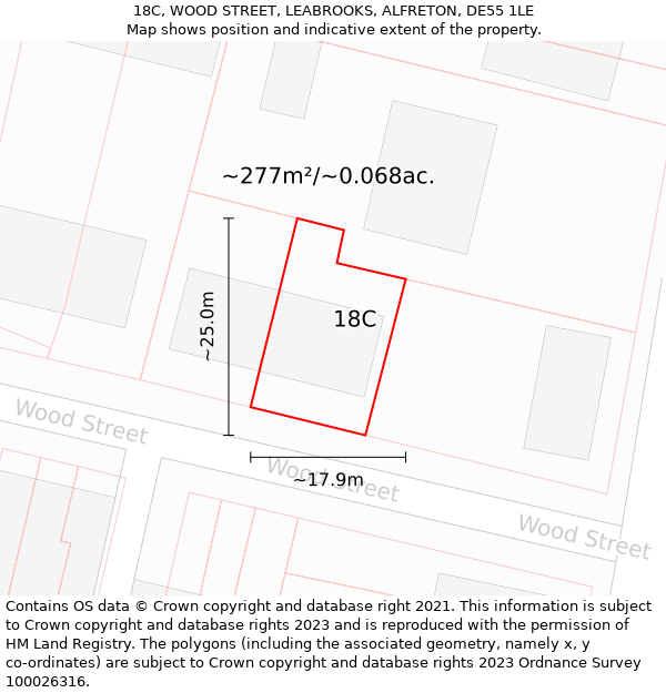 18C, WOOD STREET, LEABROOKS, ALFRETON, DE55 1LE: Plot and title map