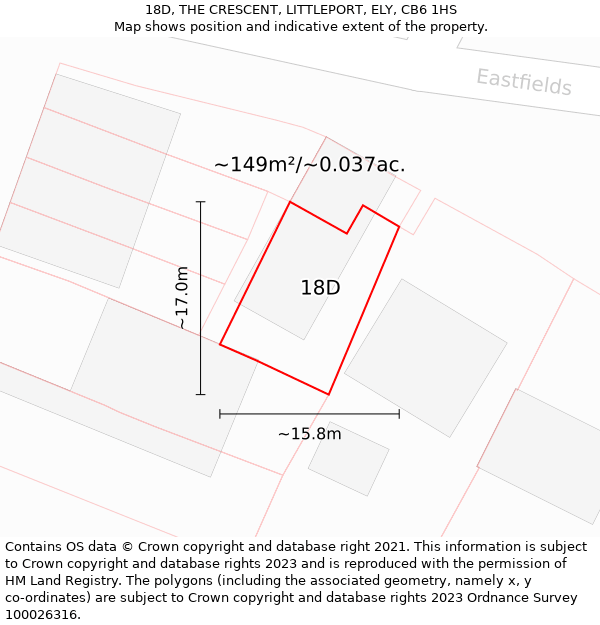 18D, THE CRESCENT, LITTLEPORT, ELY, CB6 1HS: Plot and title map