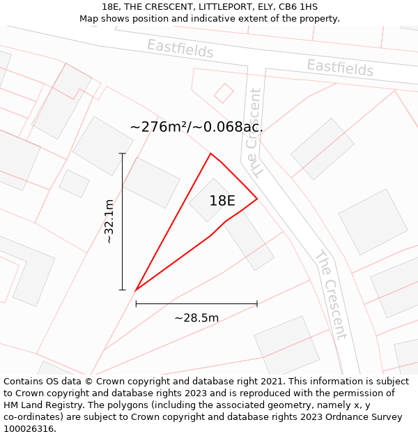 18E, THE CRESCENT, LITTLEPORT, ELY, CB6 1HS: Plot and title map