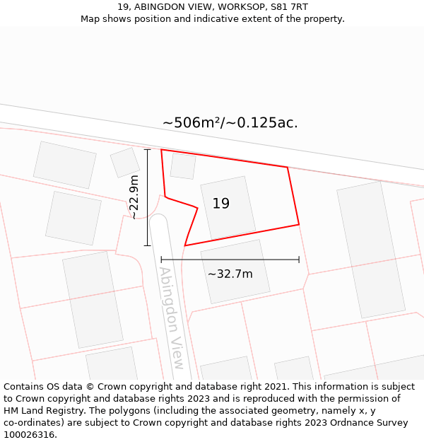 19, ABINGDON VIEW, WORKSOP, S81 7RT: Plot and title map