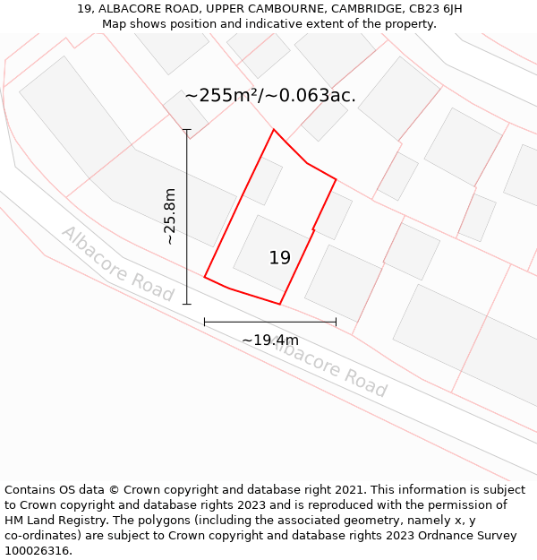 19, ALBACORE ROAD, UPPER CAMBOURNE, CAMBRIDGE, CB23 6JH: Plot and title map