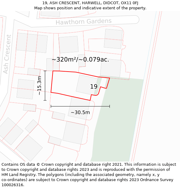 19, ASH CRESCENT, HARWELL, DIDCOT, OX11 0FJ: Plot and title map