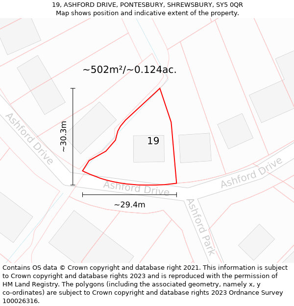 19, ASHFORD DRIVE, PONTESBURY, SHREWSBURY, SY5 0QR: Plot and title map