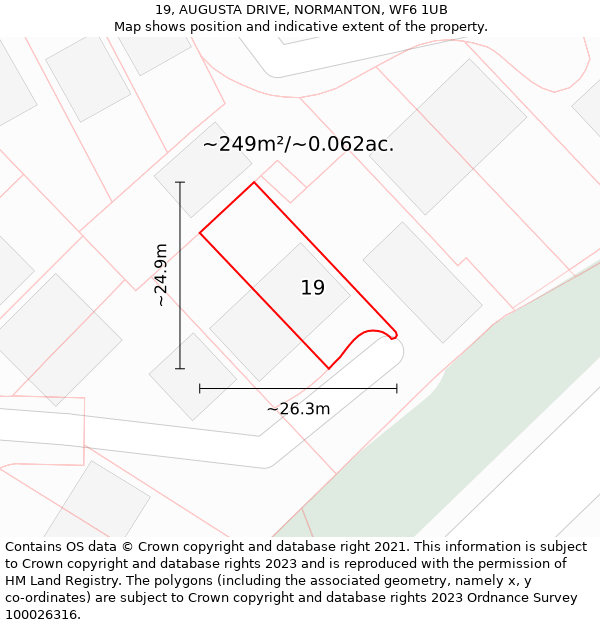 19, AUGUSTA DRIVE, NORMANTON, WF6 1UB: Plot and title map