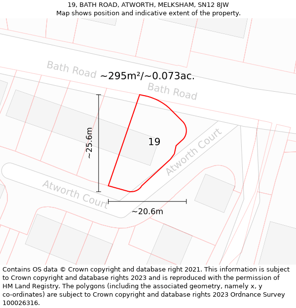 19, BATH ROAD, ATWORTH, MELKSHAM, SN12 8JW: Plot and title map