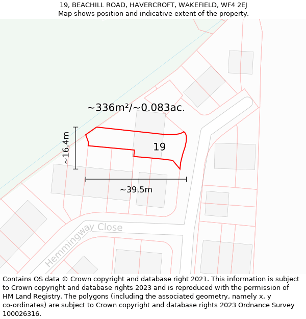 19, BEACHILL ROAD, HAVERCROFT, WAKEFIELD, WF4 2EJ: Plot and title map