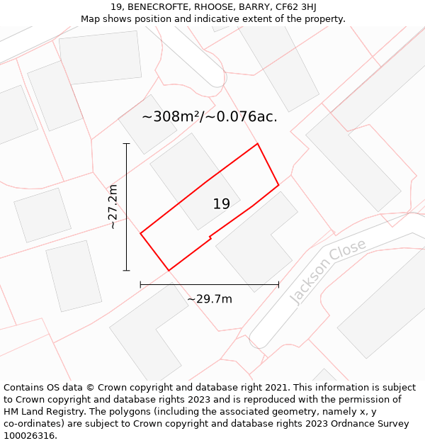 19, BENECROFTE, RHOOSE, BARRY, CF62 3HJ: Plot and title map