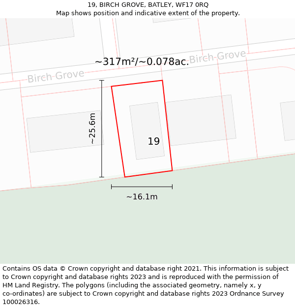 19, BIRCH GROVE, BATLEY, WF17 0RQ: Plot and title map