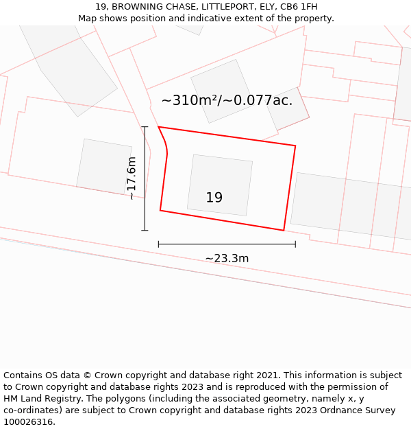 19, BROWNING CHASE, LITTLEPORT, ELY, CB6 1FH: Plot and title map