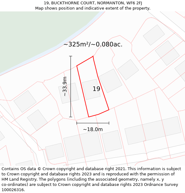 19, BUCKTHORNE COURT, NORMANTON, WF6 2FJ: Plot and title map