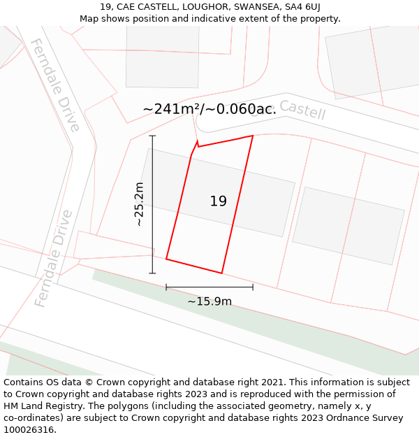 19, CAE CASTELL, LOUGHOR, SWANSEA, SA4 6UJ: Plot and title map