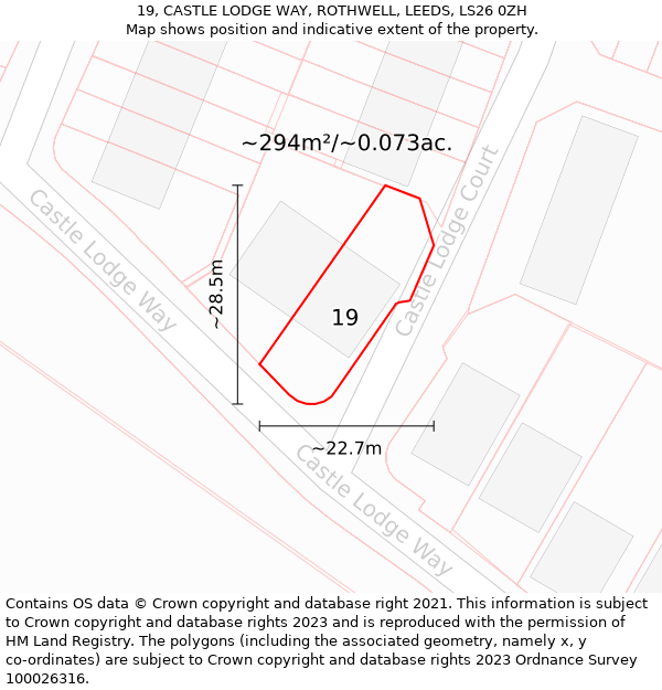 19, CASTLE LODGE WAY, ROTHWELL, LEEDS, LS26 0ZH: Plot and title map