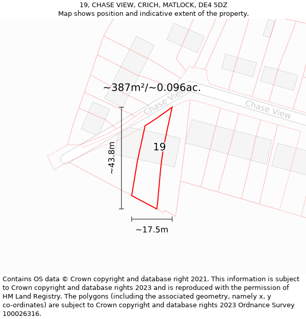 19, CHASE VIEW, CRICH, MATLOCK, DE4 5DZ: Plot and title map