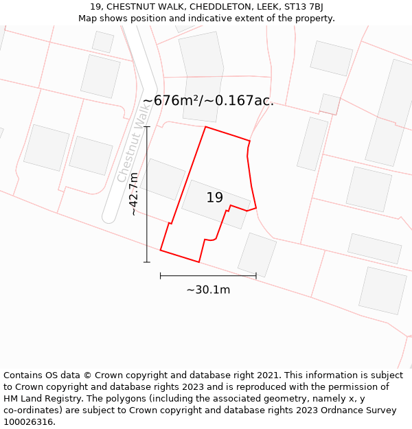 19, CHESTNUT WALK, CHEDDLETON, LEEK, ST13 7BJ: Plot and title map