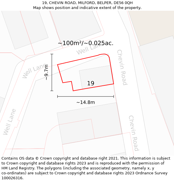 19, CHEVIN ROAD, MILFORD, BELPER, DE56 0QH: Plot and title map