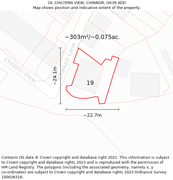 19, CHILTERN VIEW, CHINNOR, OX39 4DD: Plot and title map