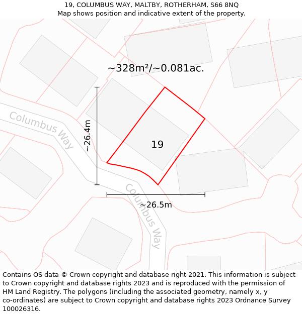 19, COLUMBUS WAY, MALTBY, ROTHERHAM, S66 8NQ: Plot and title map