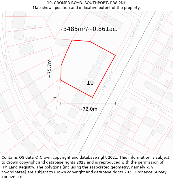 19, CROMER ROAD, SOUTHPORT, PR8 2NH: Plot and title map