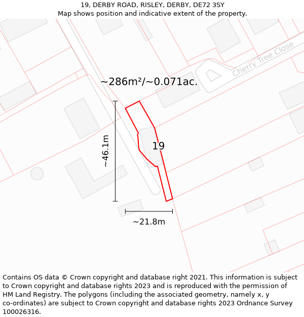 19, DERBY ROAD, RISLEY, DERBY, DE72 3SY: Plot and title map