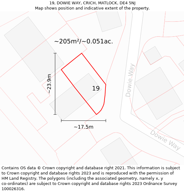 19, DOWIE WAY, CRICH, MATLOCK, DE4 5NJ: Plot and title map