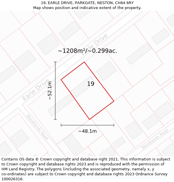 19, EARLE DRIVE, PARKGATE, NESTON, CH64 6RY: Plot and title map