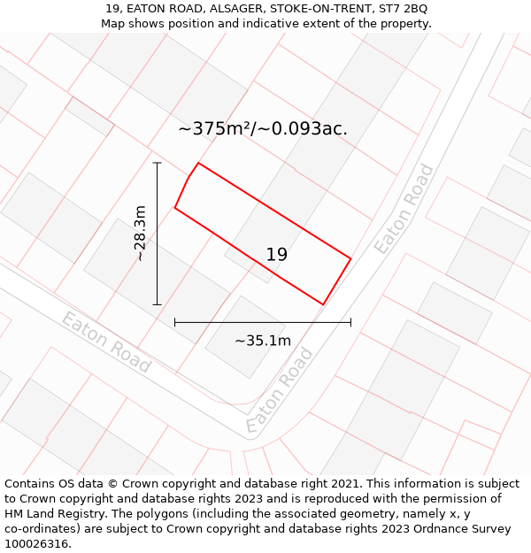 19, EATON ROAD, ALSAGER, STOKE-ON-TRENT, ST7 2BQ: Plot and title map