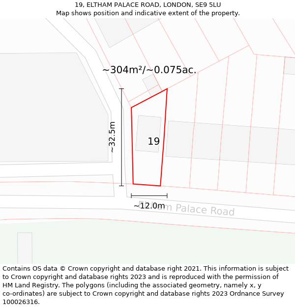 19, ELTHAM PALACE ROAD, LONDON, SE9 5LU: Plot and title map