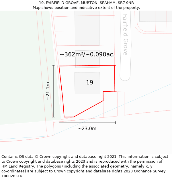 19, FAIRFIELD GROVE, MURTON, SEAHAM, SR7 9NB: Plot and title map