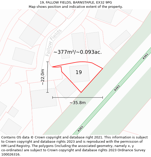 19, FALLOW FIELDS, BARNSTAPLE, EX32 9PG: Plot and title map