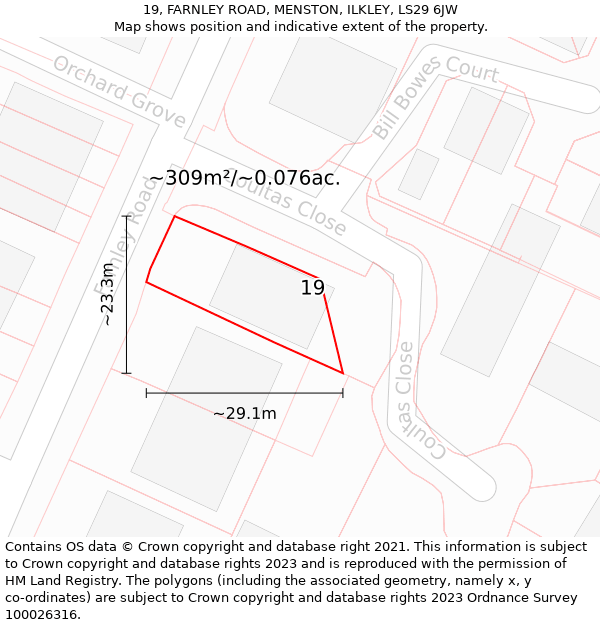 19, FARNLEY ROAD, MENSTON, ILKLEY, LS29 6JW: Plot and title map