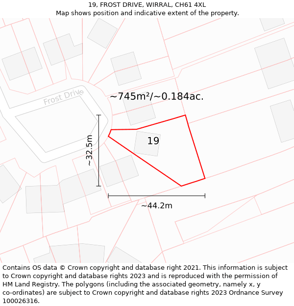 19, FROST DRIVE, WIRRAL, CH61 4XL: Plot and title map