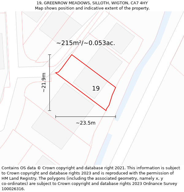 19, GREENROW MEADOWS, SILLOTH, WIGTON, CA7 4HY: Plot and title map