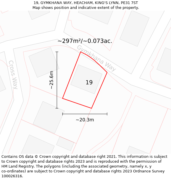 19, GYMKHANA WAY, HEACHAM, KING'S LYNN, PE31 7ST: Plot and title map