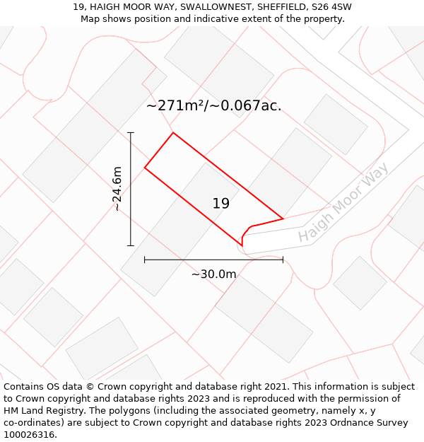 19, HAIGH MOOR WAY, SWALLOWNEST, SHEFFIELD, S26 4SW: Plot and title map