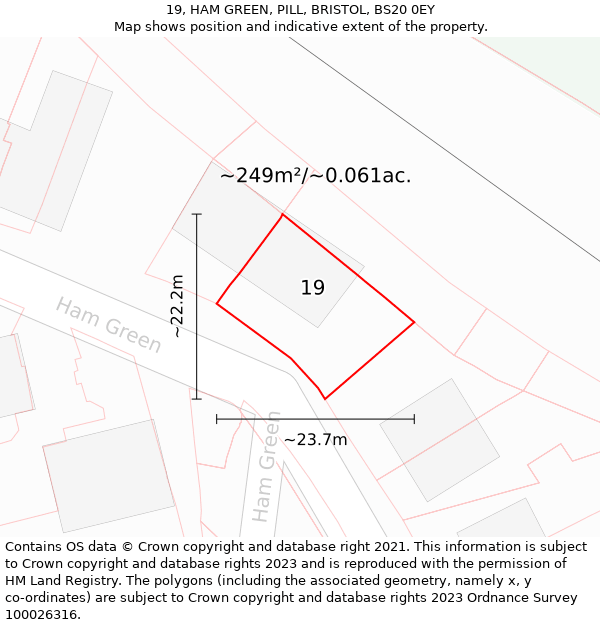 19, HAM GREEN, PILL, BRISTOL, BS20 0EY: Plot and title map