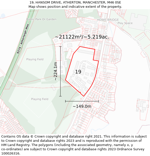19, HANSOM DRIVE, ATHERTON, MANCHESTER, M46 0SE: Plot and title map