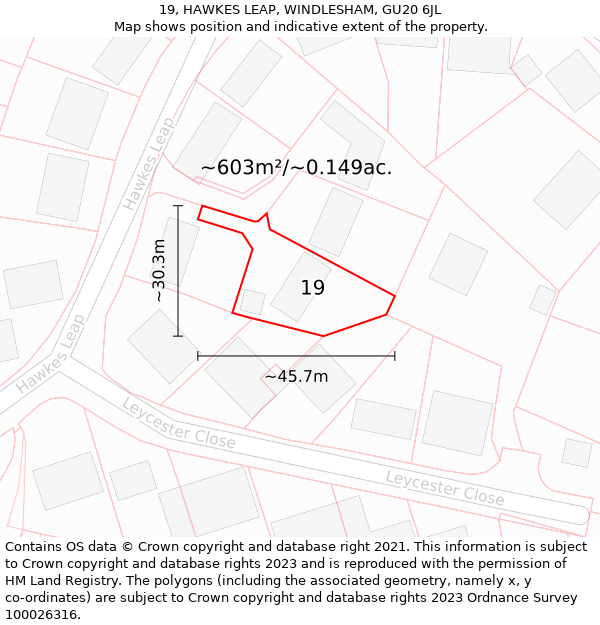 19, HAWKES LEAP, WINDLESHAM, GU20 6JL: Plot and title map