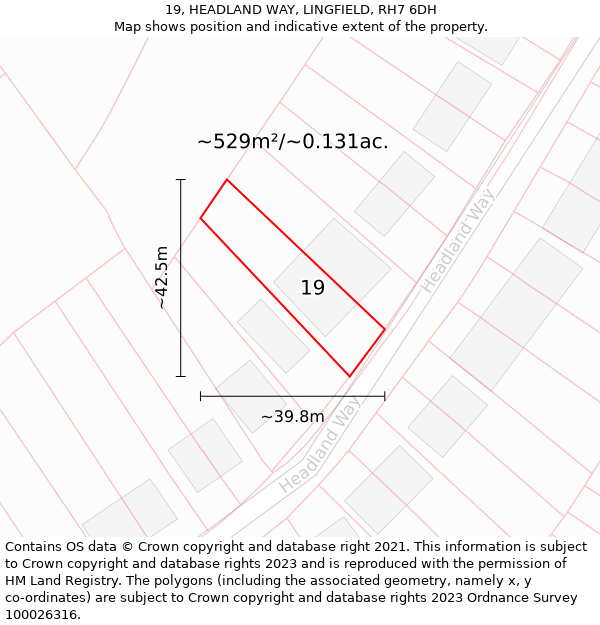 19, HEADLAND WAY, LINGFIELD, RH7 6DH: Plot and title map