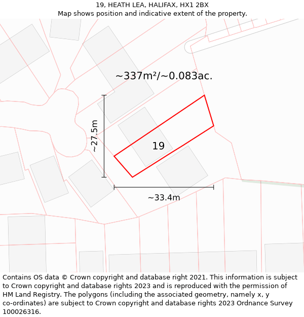 19, HEATH LEA, HALIFAX, HX1 2BX: Plot and title map