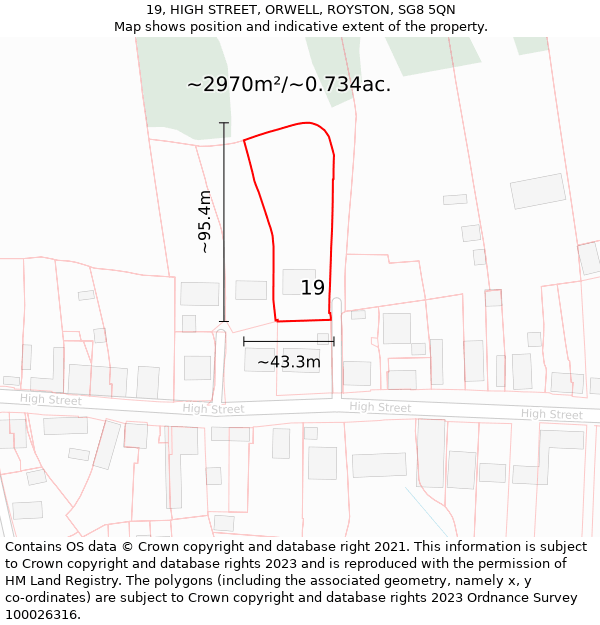 19, HIGH STREET, ORWELL, ROYSTON, SG8 5QN: Plot and title map