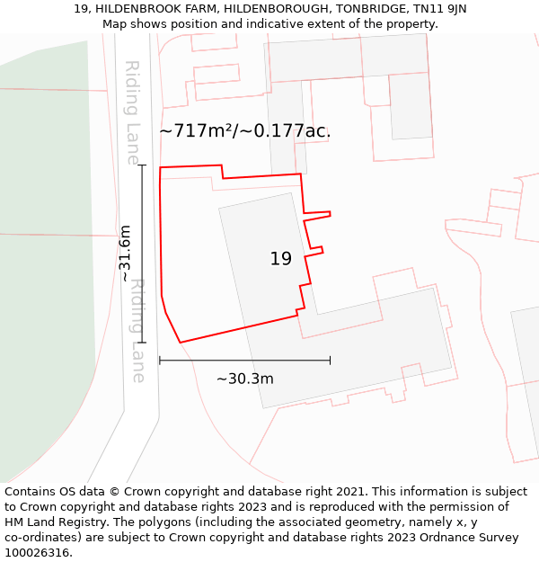 19, HILDENBROOK FARM, HILDENBOROUGH, TONBRIDGE, TN11 9JN: Plot and title map