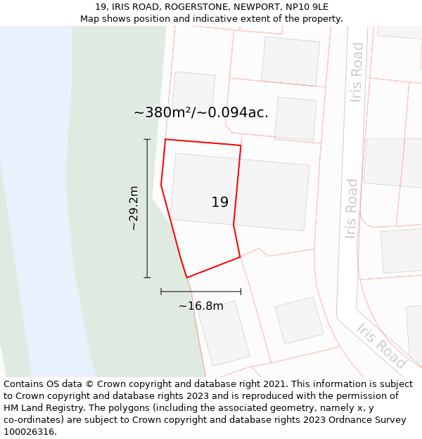 19, IRIS ROAD, ROGERSTONE, NEWPORT, NP10 9LE: Plot and title map