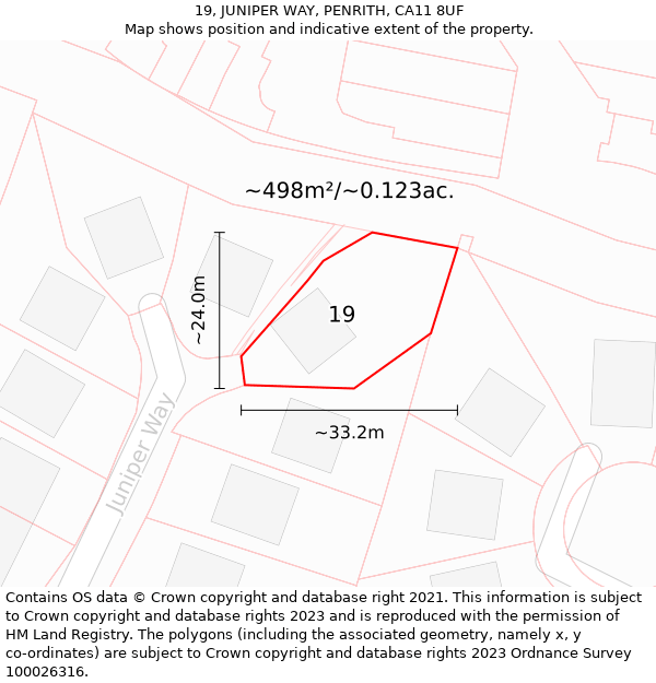 19, JUNIPER WAY, PENRITH, CA11 8UF: Plot and title map