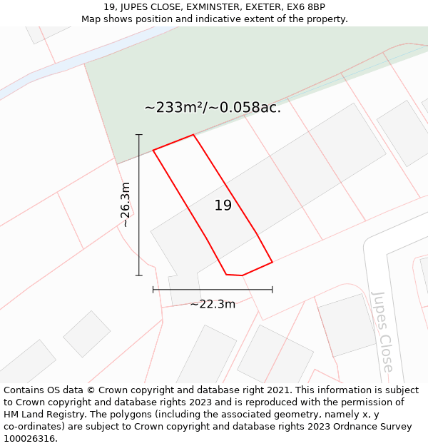 19, JUPES CLOSE, EXMINSTER, EXETER, EX6 8BP: Plot and title map